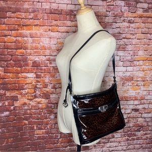 Vintage Brighton Renault Aristocrat Leopard Print Patent Leather Shoulde…